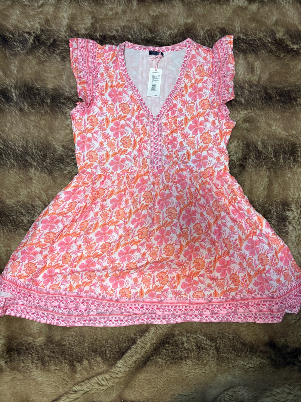 Vineyard Vines Pink and Orange Floral Midi Dress